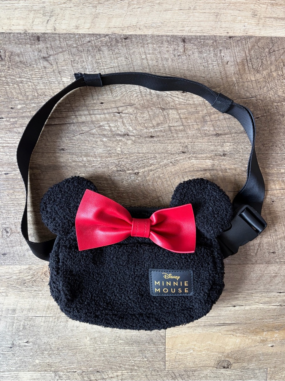Disney Minnie Mouse Sherpa Waist Belt Bag Fanny Pack Adjustable Strap Travel